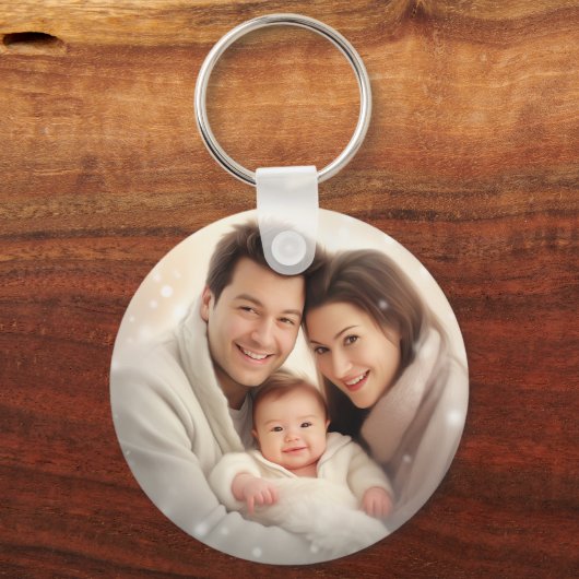 写真とパーソナライズされた文字写真コラージュKeychain キーホルダー (正面)