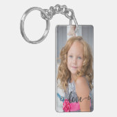 写真とパーソナライズされた文字写真コラージュKeychain キーホルダー (正面左)