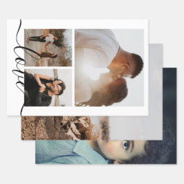 写真とパーソナライズされた文字3紙ポスター ラッピングペーパーシート