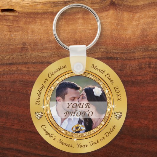 写真とパーソナライズされた結婚式の引き出物結婚、 キーホルダー (正面)
