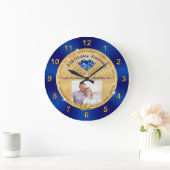 写真とパーソナライズされた45周年の贈り物 ラージ壁時計 (ホーム)