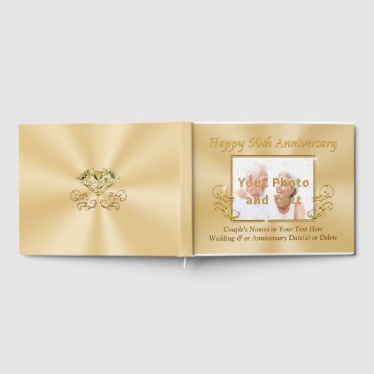 写真とパーソナライズされた50周年記念ゲストブック ゲストブック (全面)