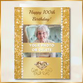 写真とパーソナライズされたHappy 100th誕生日カード カード