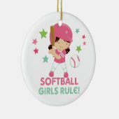 写真とパーソナライズなソフトボールの女の子の規則 セラミックオーナメント (右)