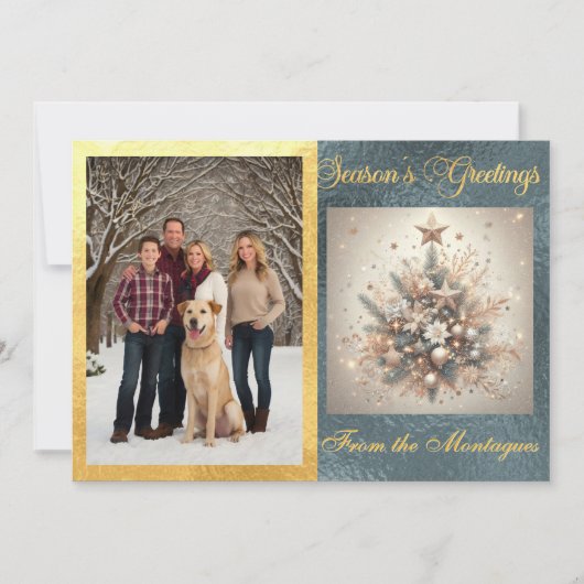 写真とパールクリスマスデザイン シーズンカード (正面)