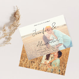 写真とビッグネーム横型結婚写真のV2 招待状