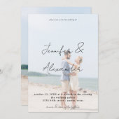 写真とビッグ名縦写真結婚のV2 招待状 (正面/裏面)