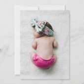 写真とピンクと白のバプテスマの招待 招待状 (裏面)