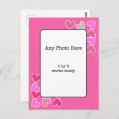 写真とピンクのハート ポストカード (正面/裏面)