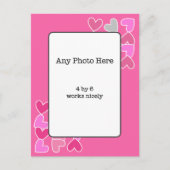 写真とピンクのハート ポストカード (正面)