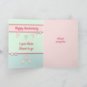 写真とピンクのミントブルーの記念日 カード (内部)