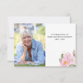 写真とピンクの花葬儀サンキューカード サンキューカード (裏面)