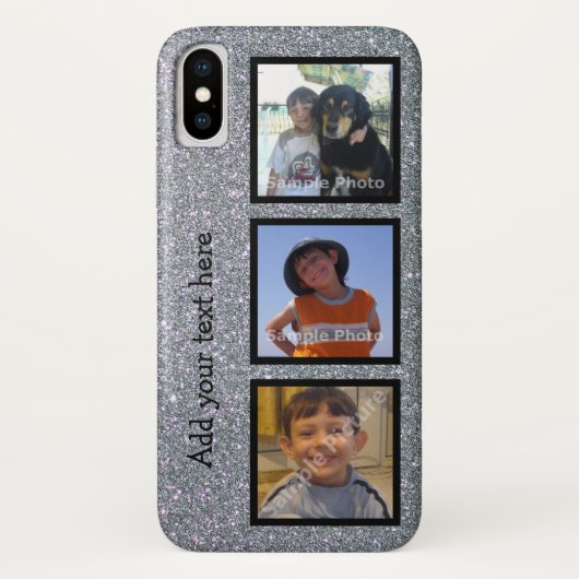 写真とフェイクシルバーグリッターでパーソナライズ Case-Mate iPhoneケース (裏面)