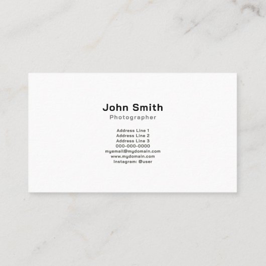 写真とフォトグラファーシンプルの名刺 名刺 (裏面)