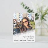 写真とフローラ画像による卒業発表 案内ポストカード (スタンド正面)