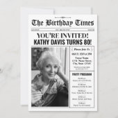 写真とプログラムが入った新聞風誕生日招待状 シーズンカード (正面)