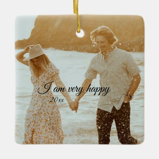 写真とミセス、初めてのクリスマス セラミックオーナメント (正面)