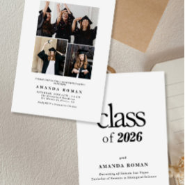 写真とミニマルな白の卒業 招待状