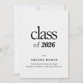 写真とミニマルな白の卒業 招待状 (正面)
