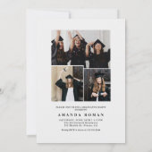 写真とミニマルな白の卒業 招待状 (裏面)