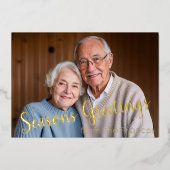 写真とミントジグザグバックフォイルホリデーカード 箔シーズンカード (正面)