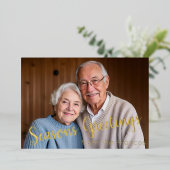 写真とミントジグザグバックフォイルホリデーカード 箔シーズンカード (立ち正面)