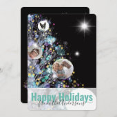 写真とメッセージの休日ツリーでパーソナライズ シーズンカード (正面/裏面)