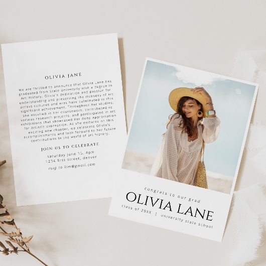 写真とメッセージ付きの卒業式招待状 招待状