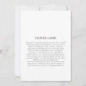 写真とメッセージ付きの卒業発表 招待状 (裏面)