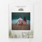 写真とメニュ図解入りの、写真付きのーのカクテルテーブル番号 三つ折り招待状 (カバー)