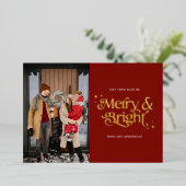 写真とメリー鮮やかな赤のクリスマス 箔シーズンカード (立ち正面)