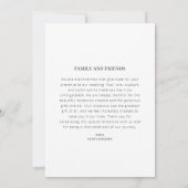 写真とメ結婚ッセージが添付されたカードに感謝 招待状 (裏面)