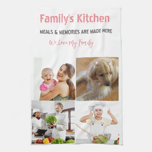 写真とモダンタイポグラフィキッチンタオル キッチンタオル (縦)