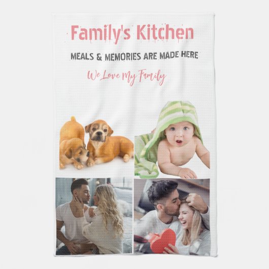 写真とモダンタイポグラフィキッチンタオル キッチンタオル (縦)