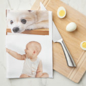 写真とモダンタイポグラフィキッチンタオル キッチンタオル (四つ折り)