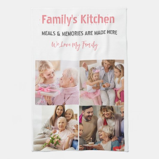 写真とモダンタイポグラフィキッチンタオル キッチンタオル (縦)