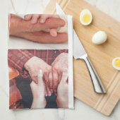 写真とモダンタイポグラフィキッチンタオル キッチンタオル (四つ折り)