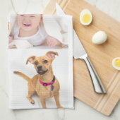 写真とモダンタイポグラフィキッチンタオル キッチンタオル (四つ折り)