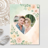 写真とモダンハートを備えた結婚グリーンのデザイン 招待状