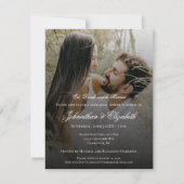 写真とモダン黒の重ね合わせリハーサルディナー 招待状 (正面)