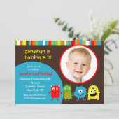 写真とモンスターズバースデーパーティー招待 招待状 (スタンド正面)