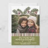 写真とレトロクリスマスパイン枝 シーズンカード (正面)