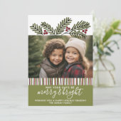 写真とレトロクリスマスパイン枝 シーズンカード (スタンド正面)