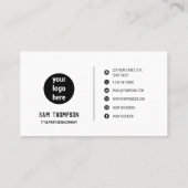 写真とロゴのミニマルモダンナリストのソーシャルメディアアイコン 名刺 (裏面)