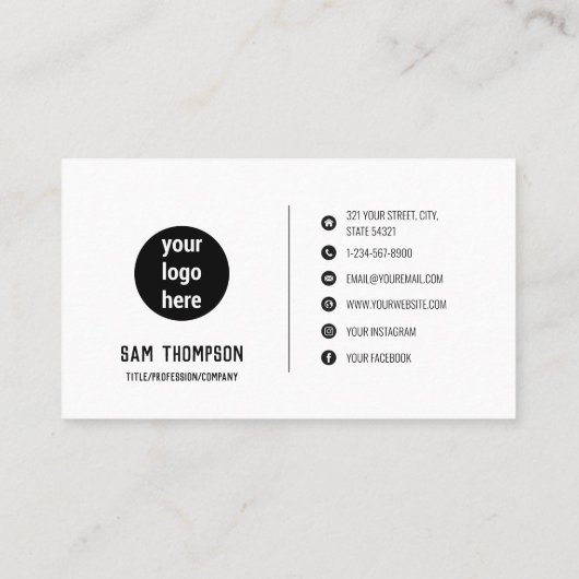 写真とロゴのミニマルモダンナリストのソーシャルメディアアイコン 名刺 (裏面)
