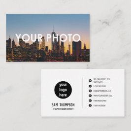 写真とロゴのミニマルモダンナリストのソーシャルメディアアイコン 名刺