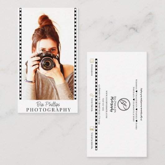 写真とロゴの写真をフィルムストリップ 名刺 (正面/裏面)