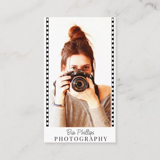写真とロゴの写真をフィルムストリップ 名刺 (正面)