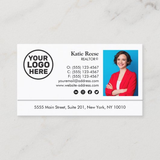 写真とロゴの追加の実在不動産プロフェッショナル 名刺 (正面)