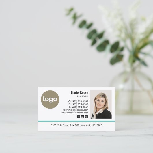 写真とロゴの追加エステート実在プロフェッショナルブシン 名刺 (スタンド正面)